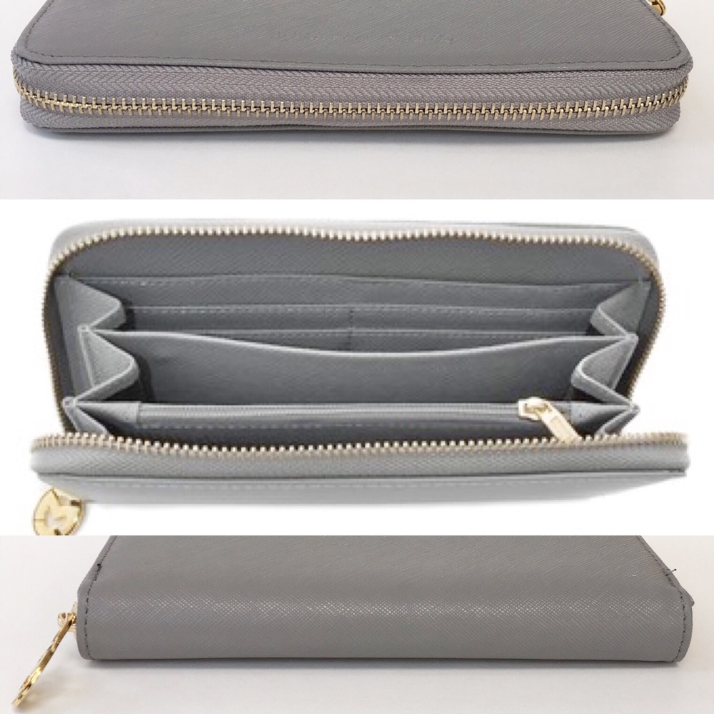 Carla Mancini Gray Jenny Leather Zip Around Wallet - image 8